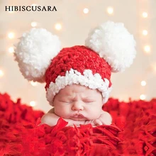 Детская зимняя шапка для новорожденных, Рождественская теплая шапка ручной работы, вязаная шапка с помпоном для мальчиков и девочек, милый широкий берет-Боб