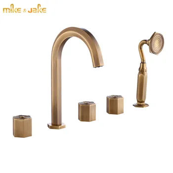 

Antique tap 5 pecs kit bathtub faucet bath cold and hot water tap bathroom mixer antique waterfall bathroom bathtub faucet suit
