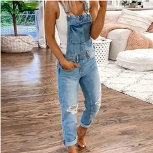 

Cargo Pants Women Holes Slim Fit Overalls Women's Pants Ripped Suspenders Printed Overalls with Women Jeans Washed Streetwear