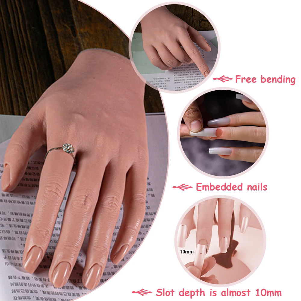 US $51.85 Practice Hand For Acrylic Nails With Tips Adult Mannequin With Flexible Finger Adjustment Display Model Moveable Nails