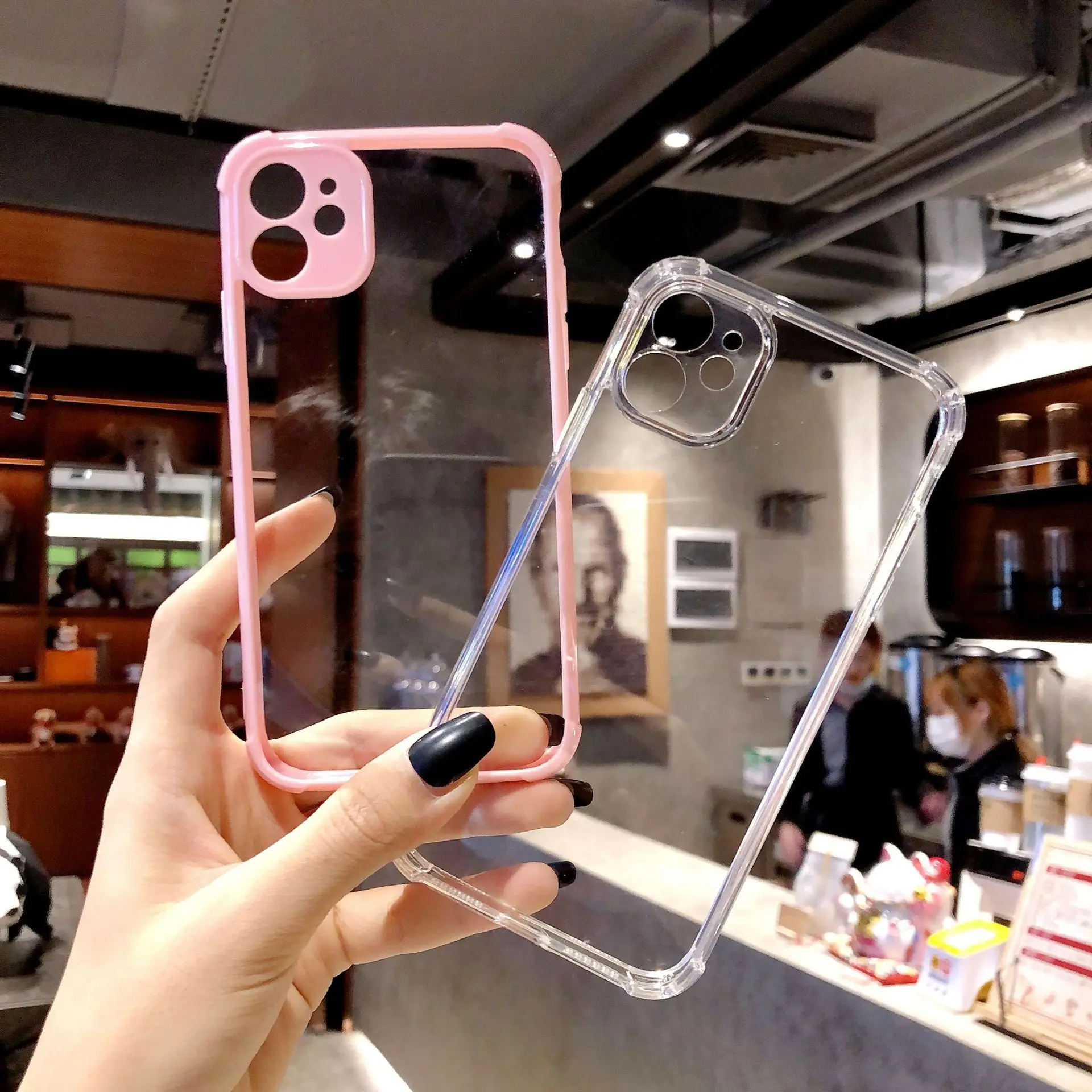 10Pcs Candy Color Clear Phone Case For iPhone 12 11 Mini Pro X XR XS Max 8 7 Plus SE 2020 Lens Protection Shockproof Hard Cover