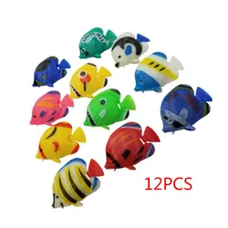 12 шт. DIY плавающие пластиковые Тропические рыбы аквариумные украшения детская Ванна игрушка Q6PD