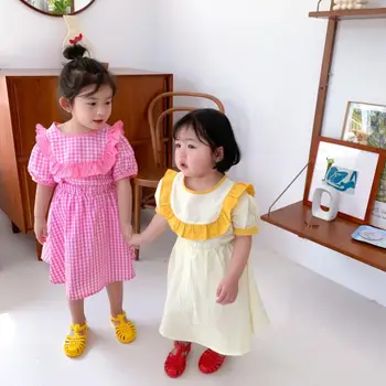 

2020 New Style Baby Girls 2 PCS Plaid Set Shirt+Shorts Fashion Summer Kids Girls Suits 1-6 Years