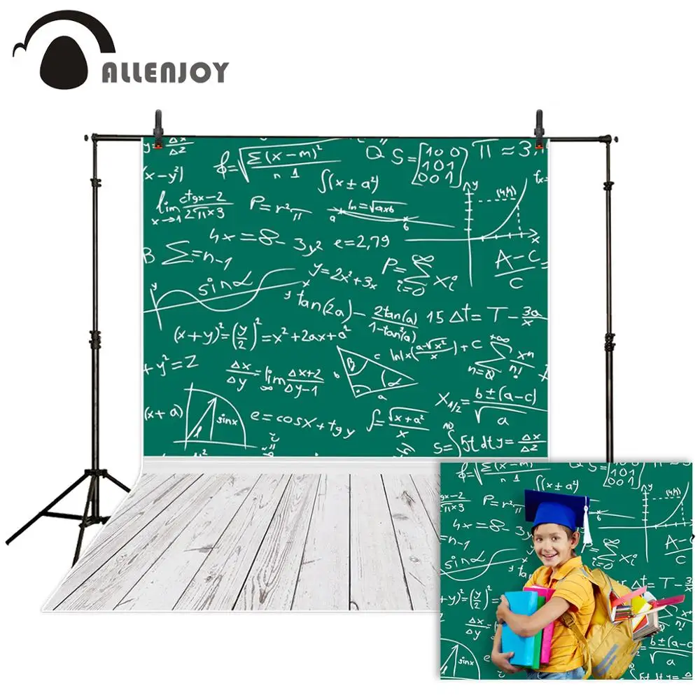 

Allenjoy background for photo studio back to school chalkboard study student wood floor photophone backdrop photobooth photocall