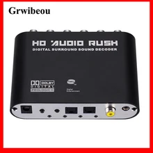 GRWIBEOU-Convertidor de Audio Digital a analógico, amplificador de decodificador de sonido estéreo AC3 de 5,1 canales, óptico SPDIF Coaxial AUX a 6 RCA