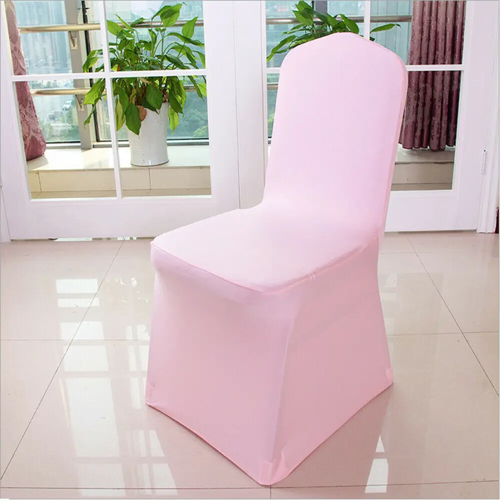 Baby pink Твердый чехол для кресла спандекс для столовой плоская арочная вечеринка, свадебный банкет декорация для стула Обложки 12 цветов - Цвет: Baby pink