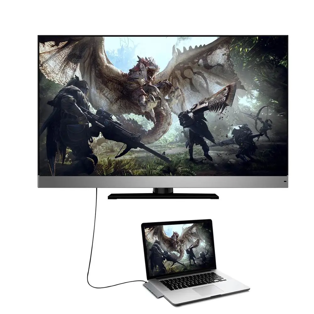 USB C к 4K HDMI Thunderbolt 3 Устройство для чтения SD/TF карт адаптер 8 в 1 Тип c док станция