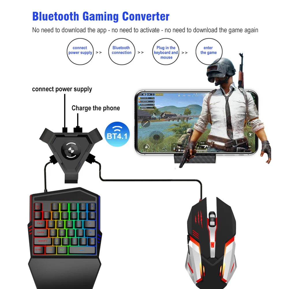 

PUBG Mobile Gamepad Controller Gaming Keyboard Mouse Converter For Android ios Phone to PC Bluetooth Adapter Plug and Play