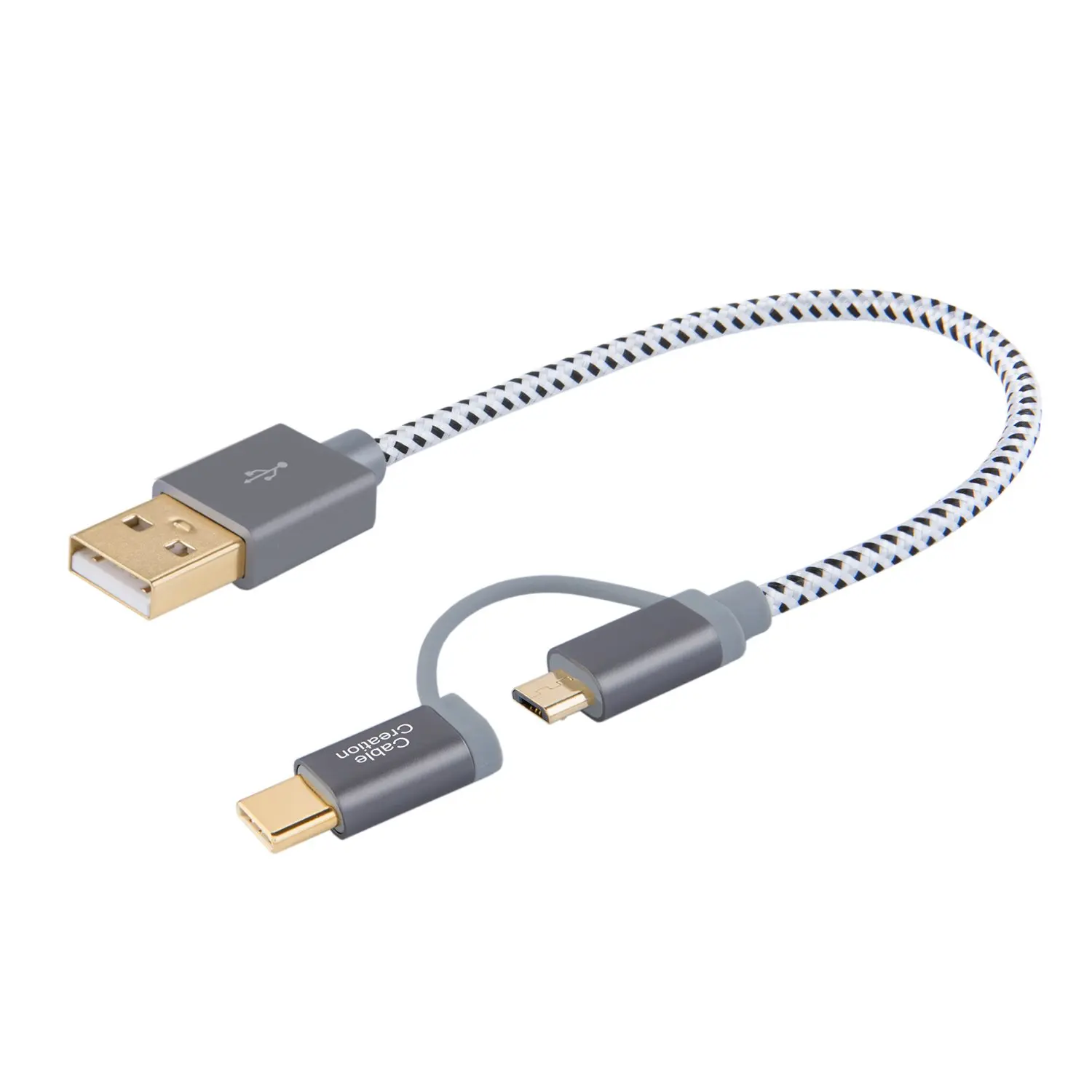 

2 in 1 USB C Micro USB Cable, Braided Two in One USB Type C & Micro-B to USB A Fast Charge Cord Compatible,USB-C Devices