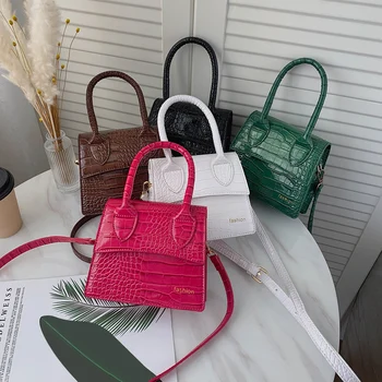 

Mini Small Square bag 2020 Fashion New Quality PU Leather Women's Handbag Crocodile pattern Chain Shoulder Messenger Bags