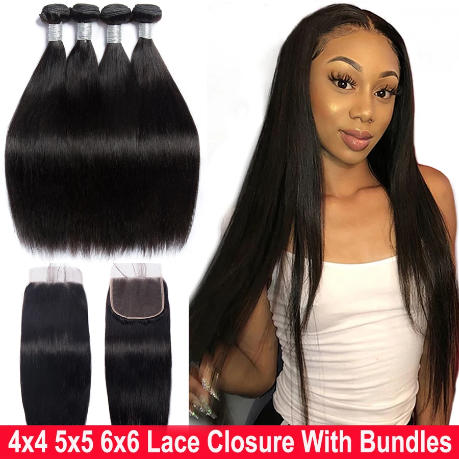 10 30 Inch Bundles With 5x5 Closure Malaysian Straight Hair 3