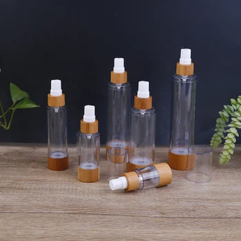 

Hot 20/30/50/80/100/120ML Empty Bamboo Glass Emulsion Spray Bottle Skincare Cream Cosmetic Packaging Container