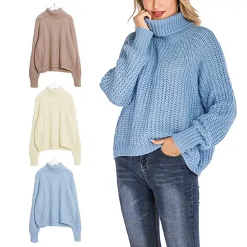 

Women Sweaters Pullovers Winter Autumn Casual Long Sleeve Turtle Neck Knitted Sweater Pullover Women's Sweaters Ladies Top