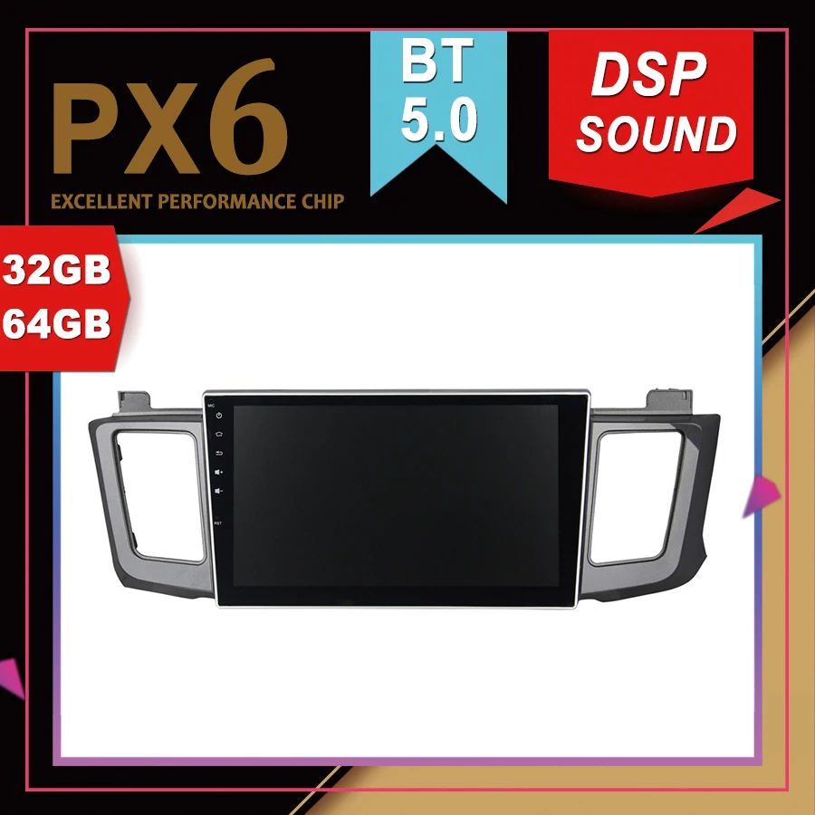 Автомобильный мультимедийный GPS-навигатор PX6 Android 9 0 для Toyota RAV4 2012-2015 DSP звуковая