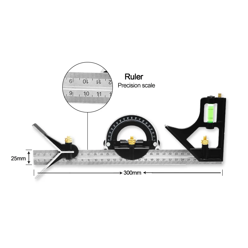 Shahe многофункциональная угловая линейка 300 мм цифровая угловая линейка транспортир комбинированная квадратная угловая линейка из нержавеющей стали