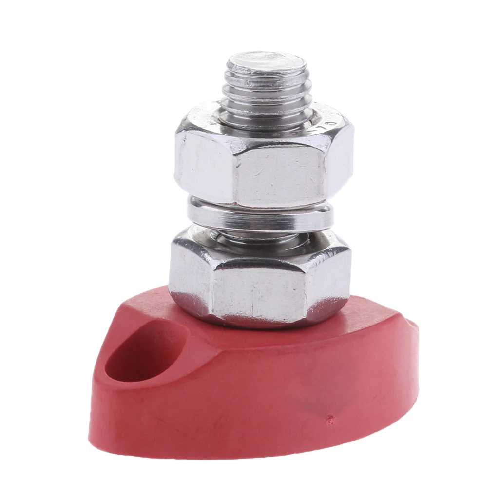 5/16 inch 8mm Single Stud Junction Post - Heavy Duty Positive Power Distribution Block - Red - Stainless Steel
