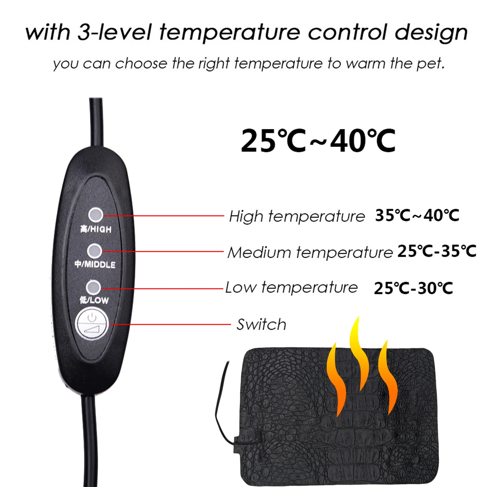 Adjustable Climbing Pet Reptile Heating Mat Clothes Heating Pad Warmer Pad For People Turtles Snake Lizard Hamster