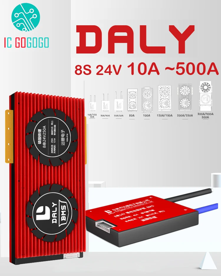 Защитная плата литиевого аккумулятора DALY 8S 24 В Lifepo4 для электровелосипеда разряд