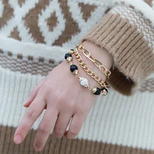 Модные жемчужные браслеты для женщин, свадебный браслет, золотой цвет, черный браслет, регулируемый, дружба, классика, бохо, ювелирное изделие