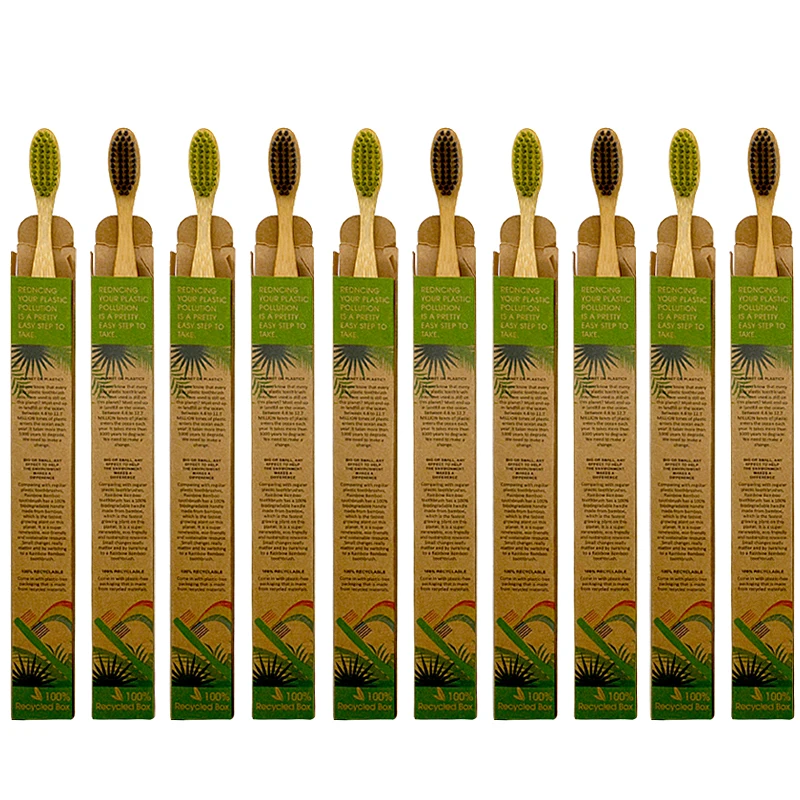 2 шт.) DYCROL Bamboo Зубная щетка экологически чистая биоразлагаемая древесная щетина