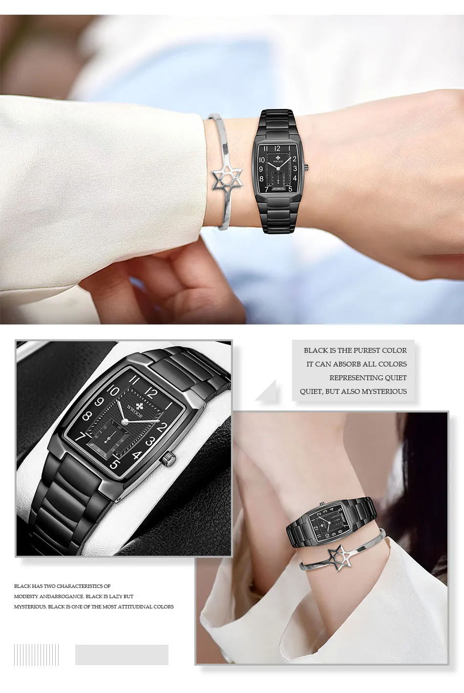quadrado senhoras criativo aço feminino pulseira relógios