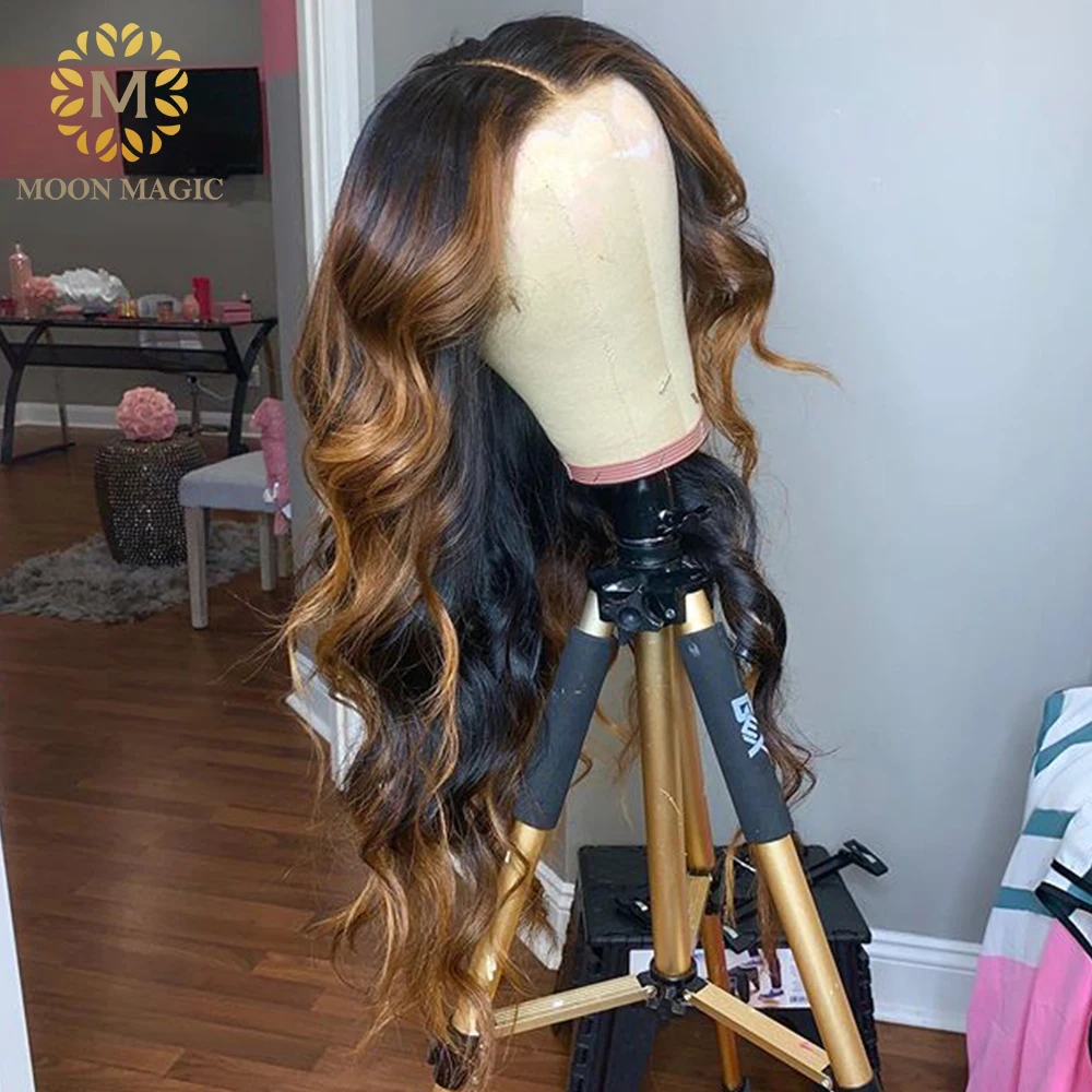 

360 Ombre Lace Front Human Hair Wigs Ponytail Deep Wave Wig Bleached Knots With Baby Hair Pre Plucked Colored Natural Hairline