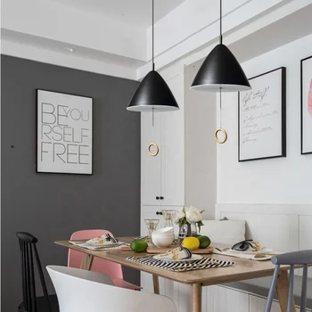 

Led Black Chandelier Wire Pendant Lamp Cone Pendant Light For Hotel Kitchen Dining Bar kitchen dining bar