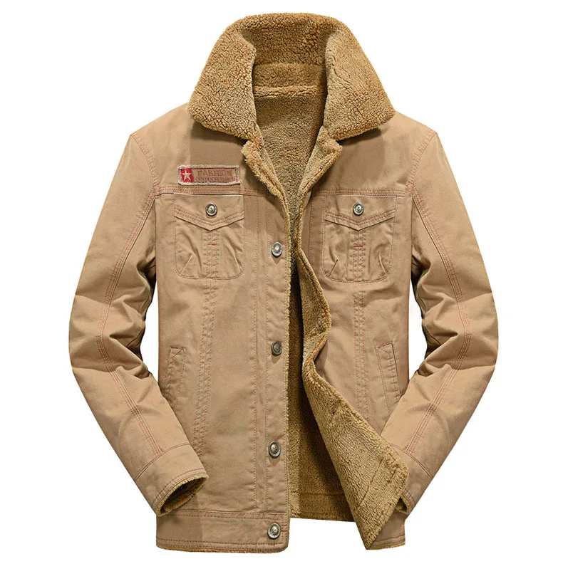 Зимняя тактическая куртка из овечьей шерсти, мужская куртка пилота ВВС, Теплая мужская армейская куртка с меховым воротником, Мужская Толстая теплая флисовая куртка с плюшевой подкладкой