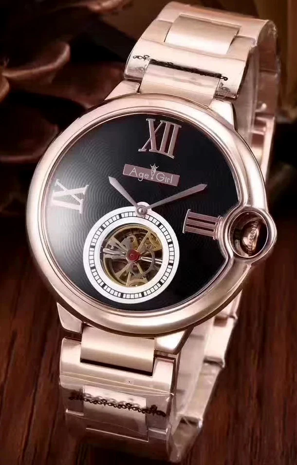 

Luxury Brand New Men Automatic Mechanical Watches Silver Rose Gold Rome Black Leather Tourbillon Sapphire Glass Back Sport AAA+