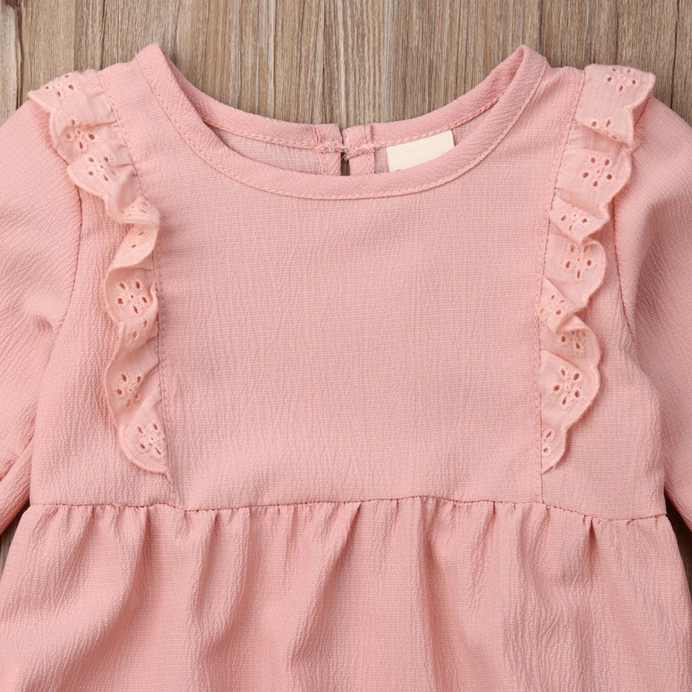Emmababy осень детская одежда для новорожденных девочек с длинным рукавом Кружевное пэтворк однотонное Цвет боди спортивный костюм