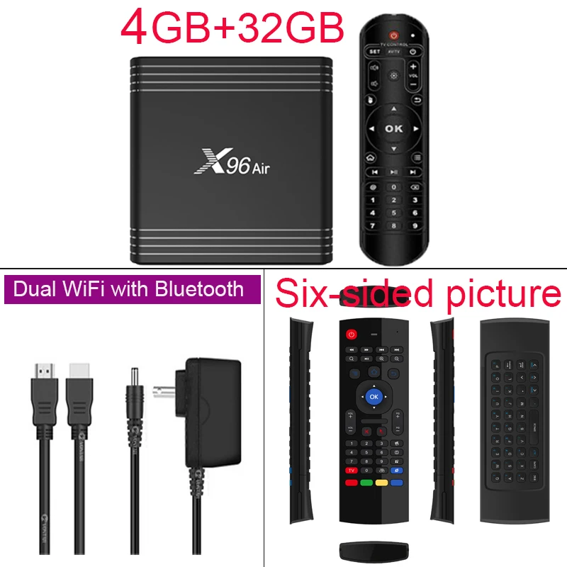 4GB-32GB MX3 Netflix Youtube s905x3 X96 Air smart tv box Android 9,0 USB3.0 2,4G/5 GWiFi поддержка Европа Испания iptv подписка android tv box - Цвет: 4GB-32GB MX3