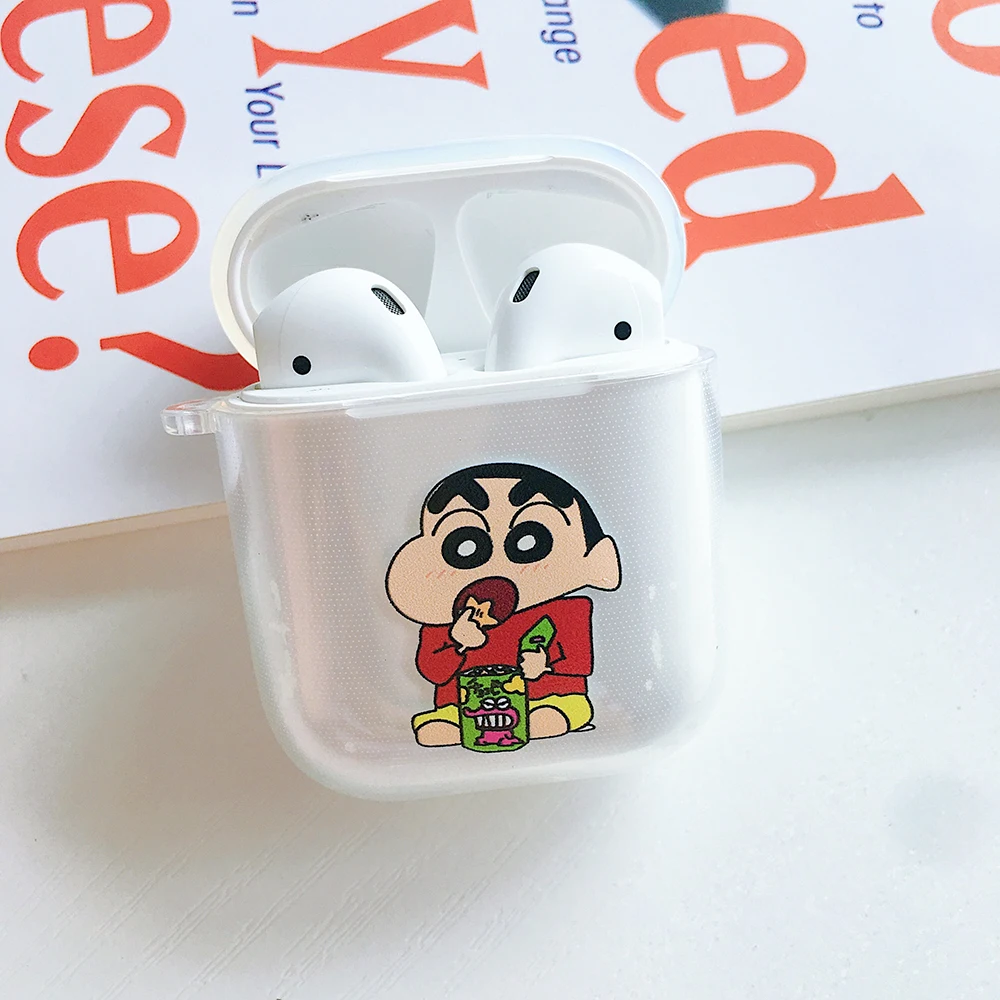 Crayon Shinchan ТПУ Мягкий Прозрачный чехол сумка для Airpods 1/2 Чехлы прозрачные наушники чехол для Apple AirPods коробка для наушников сумка