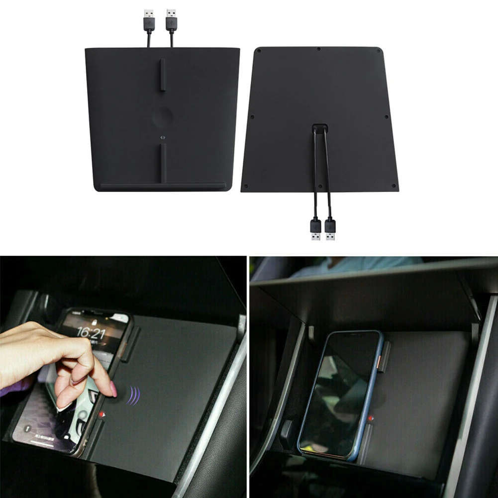 

For Tesla Model 3 Center Console Wireless Charger Pad Dual USB Ports Mobile Phones Wirelss Charging For iPhone 11 XS Max Samsung