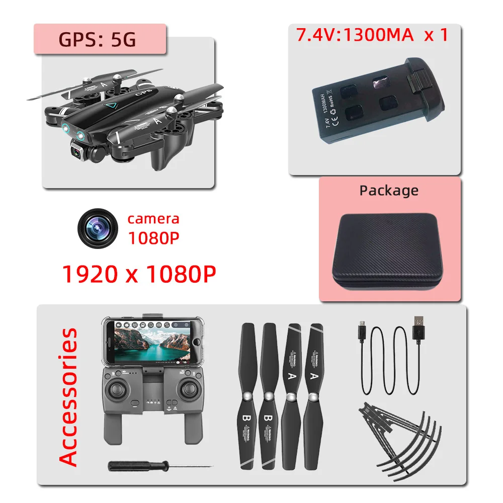 S167 gps 4K с камерой селфи Дрон профессиональные игрушки дроны, Радиоуправляемый вертолет игрушка Квадрокоптер juguetes Квадрокоптер VS SG907 - Цвет: 5G-1080P-1B-bag