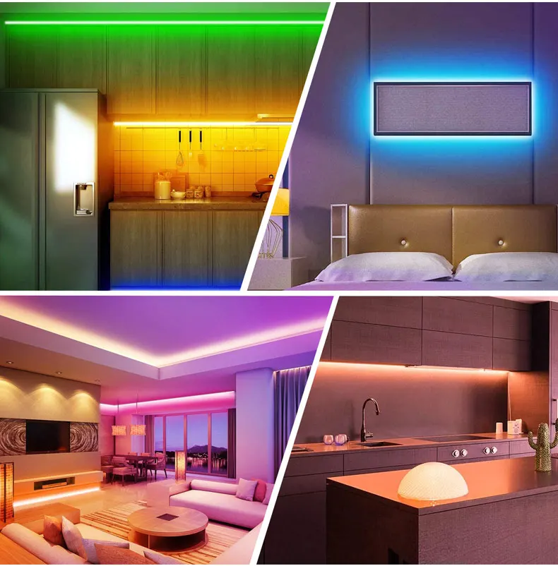 Fita de luz led rgb flexível, decoração para o teto do quarto, sala de  estar, 12v, bluetooth, 10m, 15m por rolo - AliExpress Luzes e Iluminação