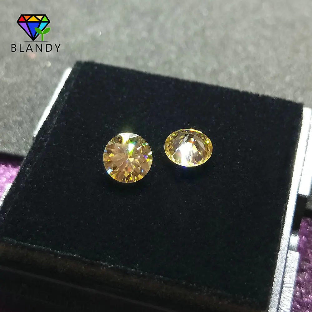 Kaufen Freies Verschiffen 5,0mm bis 11mm Gelb Farbe Runde Brillant Geschnitten Synthetischen Moissanites Lose Stein (video ist dark gelb)