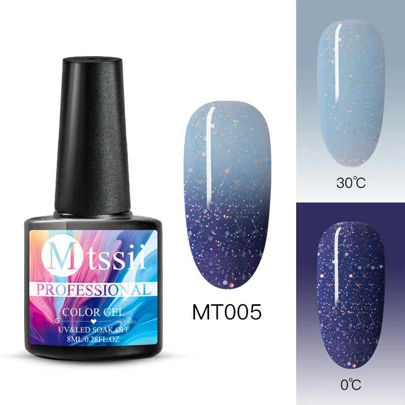 Mtssii, Термальный ультра-тонкий блеск, 3 цвета, Гель-лак для ногтей, цветовая температура, гель для изменения цвета, отмачиваемый УФ-гель для ногтей, искусство - Цвет: DS07010