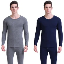 Костюм из 2 предметов, мужское термобелье с круглым вырезом и длинным рукавом, майки и кальсоны, удобные хлопковые для мужчин размера плюс L-3XL