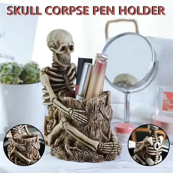 

2020 New Skull Pen Pencil Holder 1PC Key Holder Makeup Brush Holder Office Desk Supplies Makeup Organizer D26#30