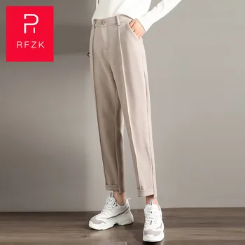 

RFZK woolen pants women 2020 autumn and winter new loose Harlan radish straight wide legs plus velvet pants casual women's pants