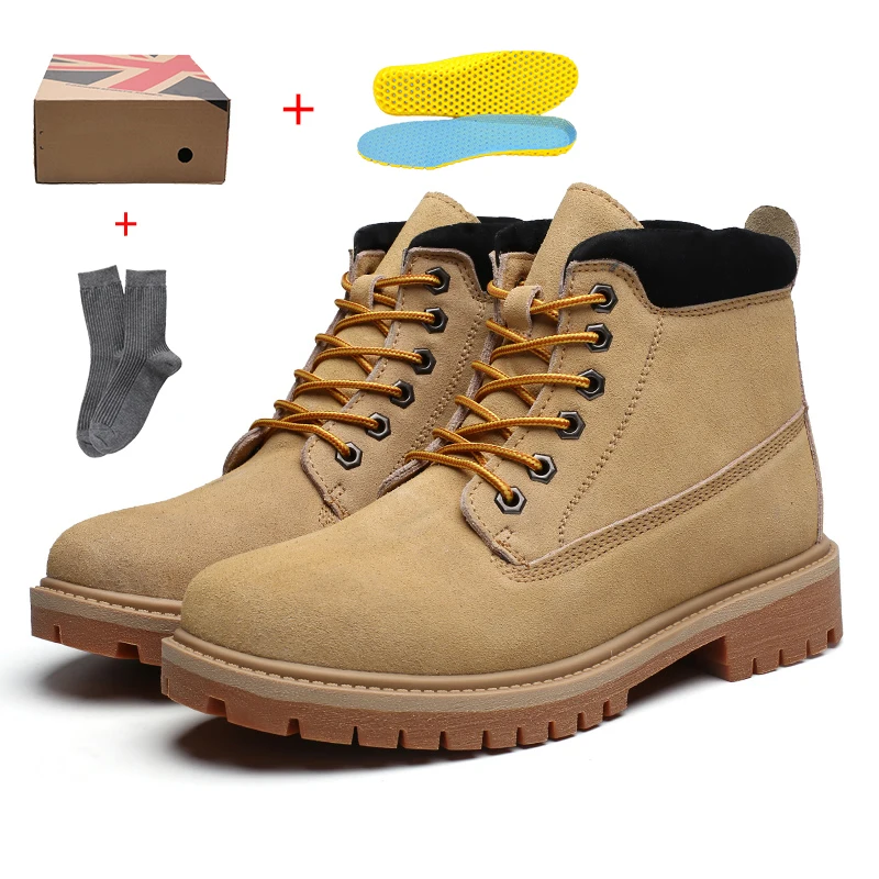 Обувь; мужские ботинки Martens; замшевая зимняя теплая обувь; мужские ботильоны в байкерском стиле; классические мужские оксфорды; зимняя обувь; мужские рабочие ботинки - Цвет: Insole brown