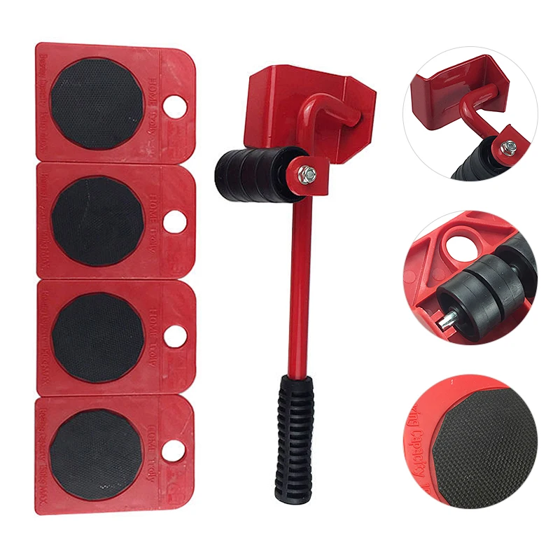 Furniture Lifter Sliders Kit Profession Heavy Furniture Roller Move Tool Set Wheel Bar Mover Device Max Up for 100Kg/220Lbs-4