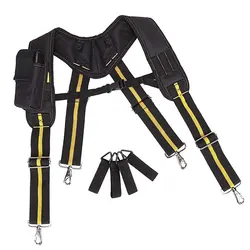 Tool Belt Suspenders Padded Heavy Duty Adjustable Strap with Pocket Clips for Carpenter Electrician Reducing Waist Weight