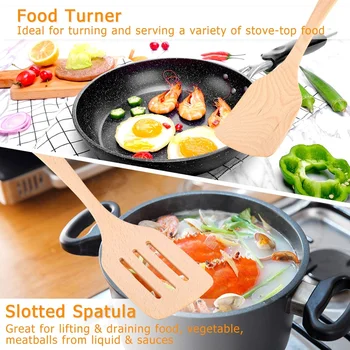 

Healthy Cooking Utensils Set, Wooden Kitchen Spatula, Natural Uncoated, and Unglued Cooking Tools, Durable and Safe perfect Gift