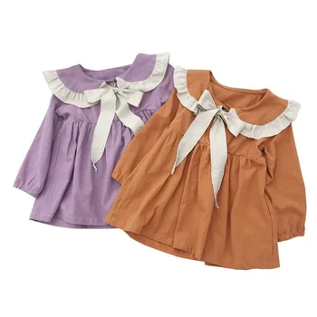 

1 2 3 4 5 Years Toddler Girls Princess Dress Fashion Ruffle Bow Peter Pan Collar Costume Autumn Long Sleeves Girls Party Dress