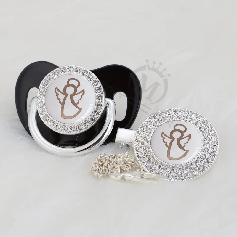 MIYOCAR Gold silver dance Angel lovely beautiful Gold bling pacifier and pacifier clip BPA free dummy bling unique design GANGB