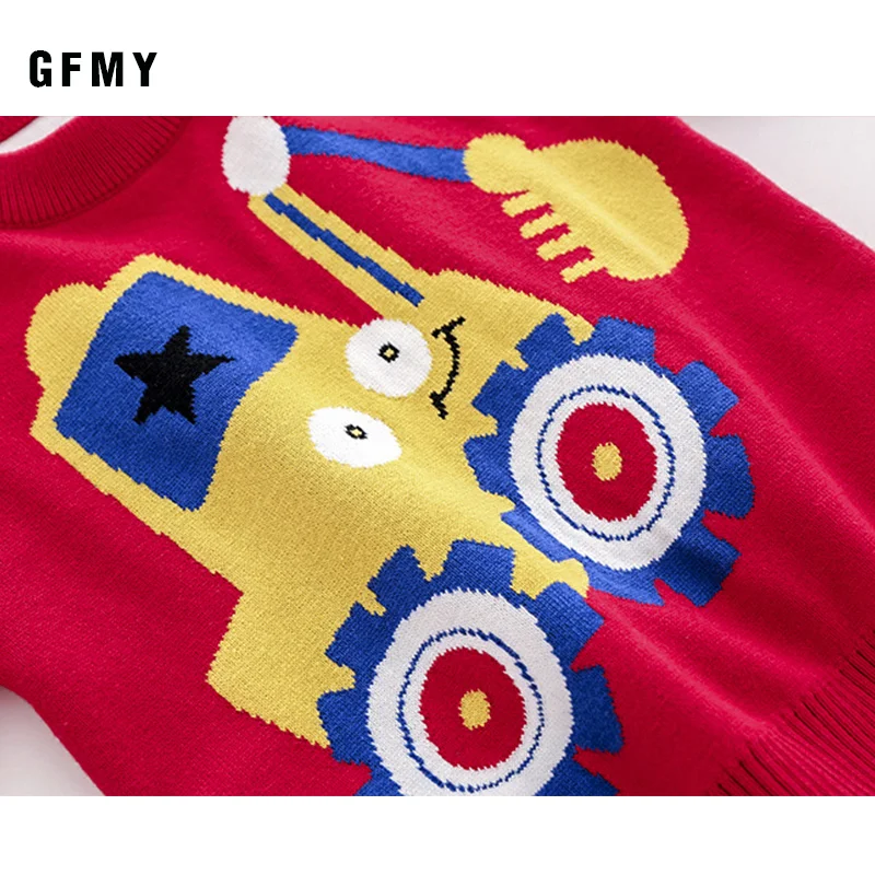 GFMY/ г., осенне-зимние детские свитера с милым принтом в 5 стилях, 24 месяца детский топ ярких цветов с круглым вырезом и изображением робота для детей 2 лет