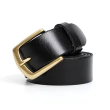 

Classic Men's Belt Pure Copper Pin Buckle Cowhide Youth First Layer Cowhide Belts Male Middle-aged Casual Fashion Belt for Men