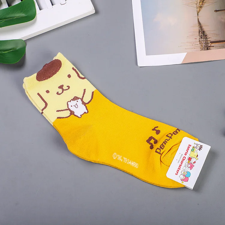 3 Мультяшные аниме Pom Purin Cinnamoroll BabyCinnamoroll Kiki Lala Gudetama kerokerokeroppi женские носки хлопковые кавайные забавные носки - Color: 3