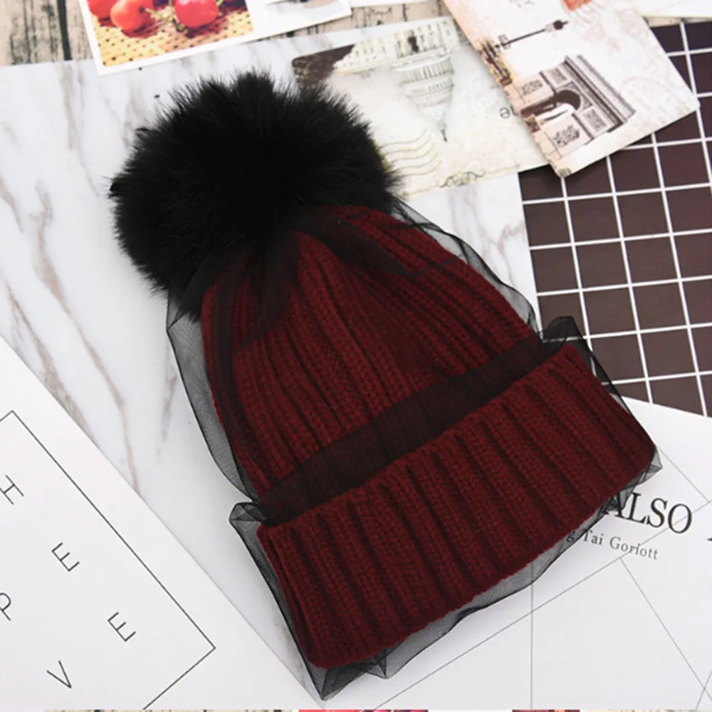 Зимняя вязаная женская шапка Skullies s с шариком и черепом, универсальная теплая шерстяная шапка для взрослых, вязаная женская шапка с помпонами Skullies